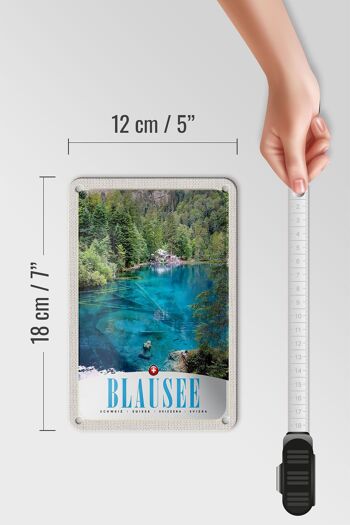 Panneau de voyage en étain, 12x18cm, Blausee, suisse, Nature, forêt, montagnes 5