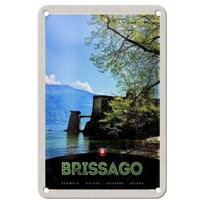Blechschild Reise 12x18cm Brissago Schweiz Architektur Urlaub Schild