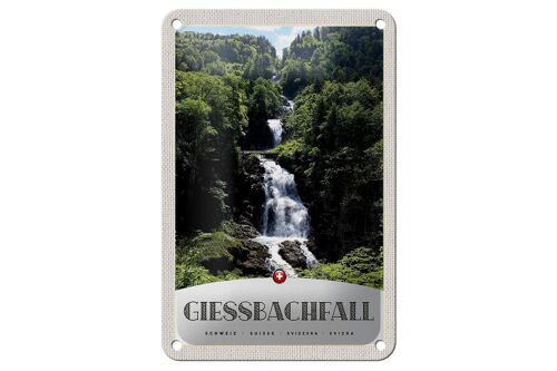 Blechschild Reise 12x18cm Gießbachfall Wasserfall Gebirge Natur Schild