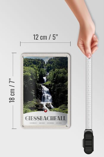 Panneau de voyage en étain, 12x18cm, cascade de Gießbach, montagnes, signe naturel 5