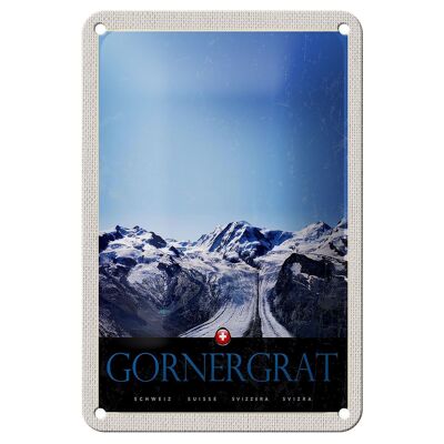 Targa in metallo da viaggio 12x18 cm Gornergrat Svizzera Montagne Cartello invernale