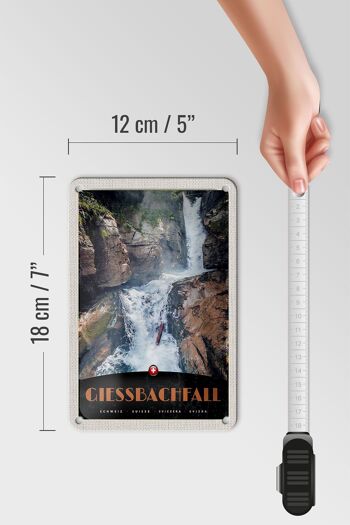 Panneau de voyage en étain, 12x18cm, Gießbachfall, suisse, cascade, panneau naturel 5