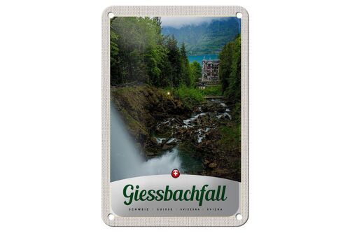 Blechschild Reise 12x18cm Gießbachfall Wald Wasserfall Natur Schild