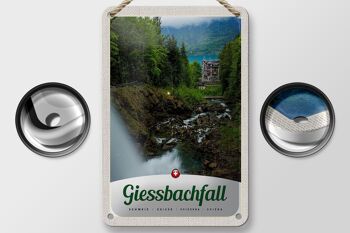Panneau de voyage en étain, 12x18cm, Gießbachfall, forêt, cascade, panneau naturel 2