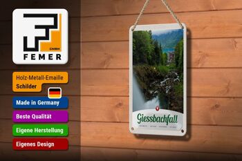 Panneau de voyage en étain, 12x18cm, Gießbachfall, forêt, cascade, panneau naturel 3
