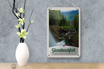 Panneau de voyage en étain, 12x18cm, Gießbachfall, forêt, cascade, panneau naturel 4