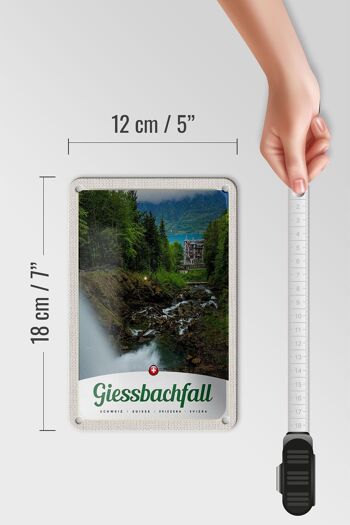 Panneau de voyage en étain, 12x18cm, Gießbachfall, forêt, cascade, panneau naturel 5