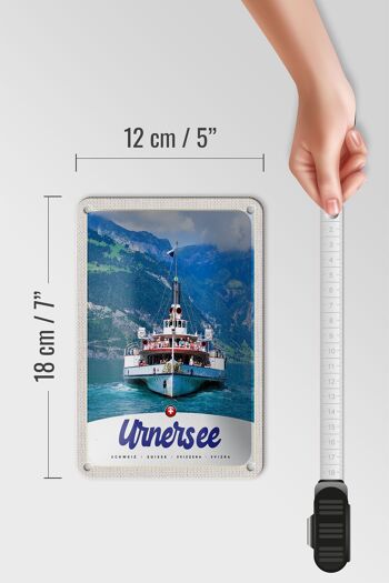 Panneau de voyage en étain, 12x18cm, lac Urner, suisse, Europe, bateau, montagnes 5