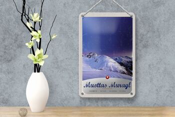 Panneau de voyage en étain, 12x18cm, Muottas Muragl, suisse, signe de neige d'hiver 4