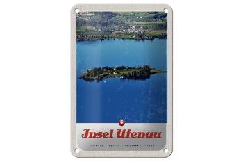 Panneau de voyage en étain, 12x18cm, île d'ufenau, maisons suisses, panneau naturel 1