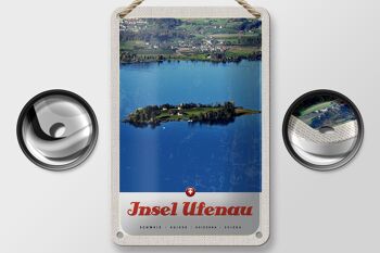 Panneau de voyage en étain, 12x18cm, île d'ufenau, maisons suisses, panneau naturel 2