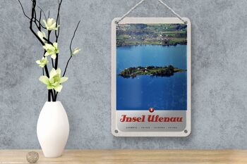 Panneau de voyage en étain, 12x18cm, île d'ufenau, maisons suisses, panneau naturel 4