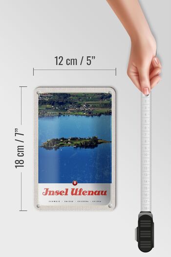 Panneau de voyage en étain, 12x18cm, île d'ufenau, maisons suisses, panneau naturel 5