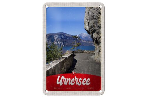 Blechschild Reise 12x18cm Urnersee Schweiz Europa Gebirge Urlaub Schild