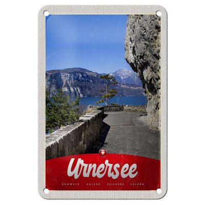 Targa in metallo da viaggio 12x18 cm Lago Urner Svizzera Europa Montagne Cartello natalizio