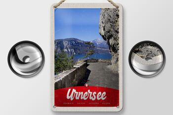 Panneau de voyage en étain, 12x18cm, lac d'urner, suisse, Europe, montagnes, signe de vacances 2