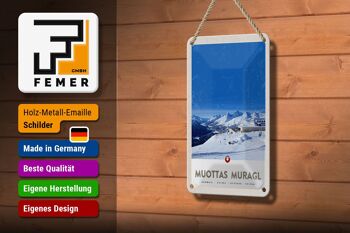 Panneau de voyage en étain, 12x18cm, Muottas Murgal, signe de neige des montagnes de suisse 3