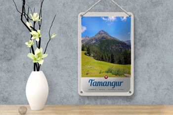 Panneau de voyage en étain, 12x18cm, Tamangur, suisse, montagnes, forêt, panneau naturel 4