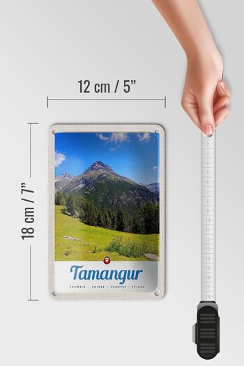 Panneau de voyage en étain, 12x18cm, Tamangur, suisse, montagnes, forêt, panneau naturel 5