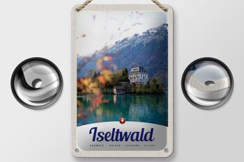 Panneau de voyage en étain, 12x18cm, Iseltwald, suisse, Europe, panneau naturel du lac 2