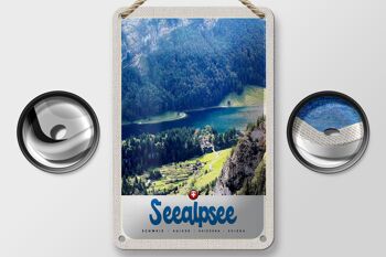 Panneau de voyage en étain, 12x18cm, Seealpsee, suisse, forêts naturelles, lac 2