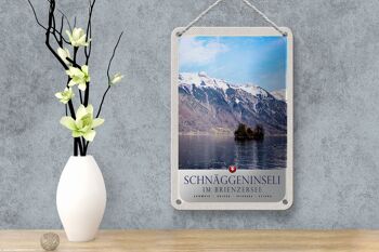 Plaque en tôle voyage 12x18cm Schnäggeninseli Suisse au lac de Brienz 4