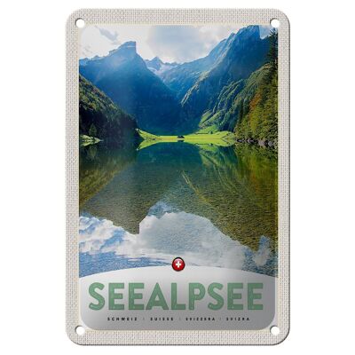 Cartel de chapa de viaje, 12x18cm, Seealpsee, Suiza, bosques de vacaciones, cartel natural
