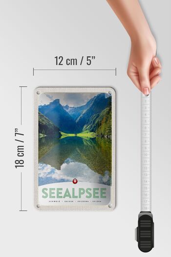 Panneau de voyage en étain, 12x18cm, Seealpsee, suisse, vacances, forêts, panneau naturel 5