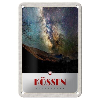 Cartel de chapa de viaje, 12x18cm, Kössen Austria, cartel de noche con estrellas del cielo