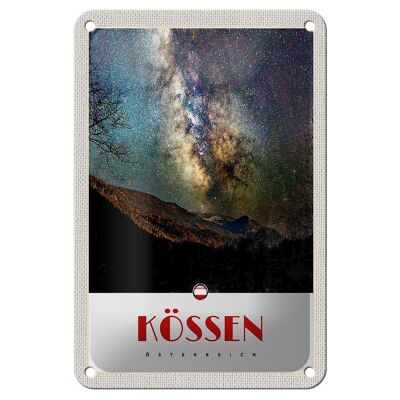 Blechschild Reise 12x18cm Kössen Österreich Himmel Sterne Abend Schild