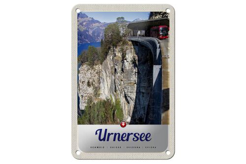 Blechschild Reise 12x18cm Urnersee Schweiz Bus Gebirge Natur Schild