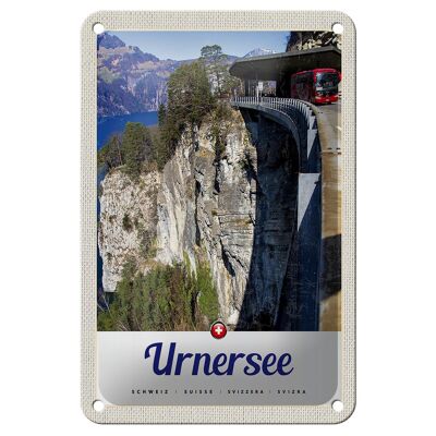 Blechschild Reise 12x18cm Urnersee Schweiz Bus Gebirge Natur Schild