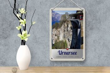 Panneau de voyage en étain, 12x18cm, lac d'urner, suisse, Bus, montagnes, panneau naturel 4
