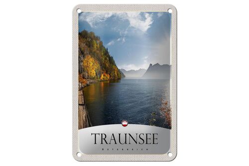 Blechschild Reise 12x18cm Traunsee Österreich See Natur Urlaub Schild