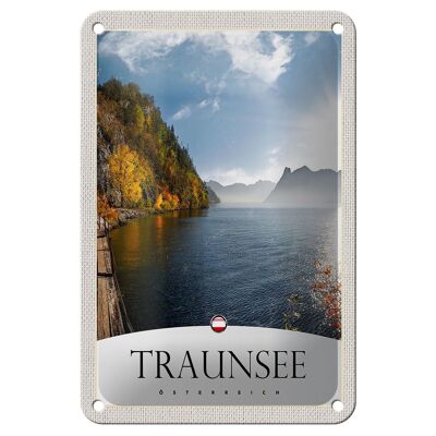 Letrero de chapa de viaje, 12x18cm, Traunsee, Austria, lago, naturaleza, cartel de vacaciones