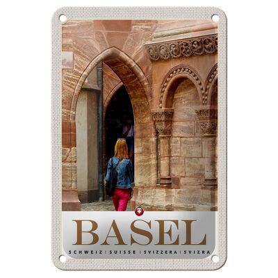 Blechschild Reise 12x18cm Basel Schweiz Stadttour Altstadt Schild