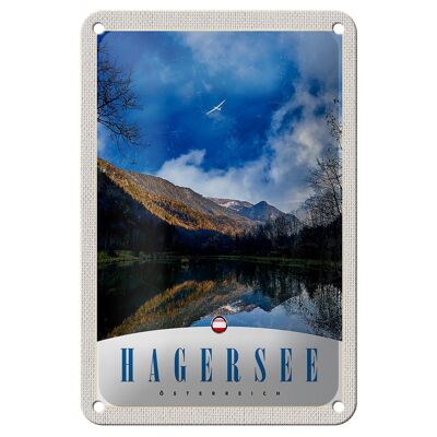 Targa in metallo da viaggio 12x18 cm Hagersee Austria Europa Natura Foresta Targa