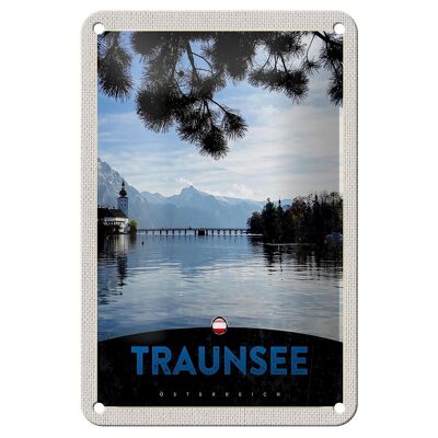 Blechschild Reise 12x18cm Traunsee Österreich Natur Gebirge Schild