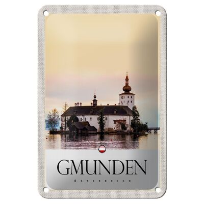 Cartel de chapa de viaje, 12x18cm, Gmunden, Austria, Gmunden Lake, cartel navideño