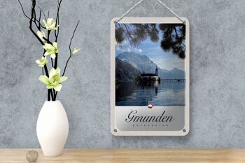 Panneau de voyage en étain, 12x18cm, Gmunden, autriche, église, montagnes, panneau naturel 4