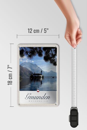 Panneau de voyage en étain, 12x18cm, Gmunden, autriche, église, montagnes, panneau naturel 5