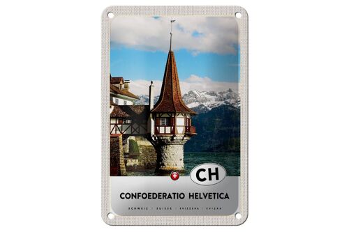 Blechschild Reise 12x18cm Confoederatio Helvetica Wasserturm Schild