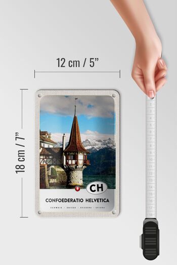 Panneau en étain voyage 12x18cm, panneau de château d'eau Confoederatio Helvetica 5