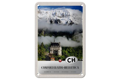 Blechschild Reise 12x18cm Confoederatio Helvetica Schloss Natur Schild