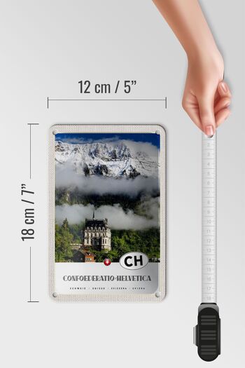 Panneau de voyage en étain, 12x18cm, Confoederatio Helvetica Castle, panneau naturel 5