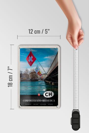 Panneau de voyage en étain, 12x18cm, signe de drapeau du pont Confoederatio Helvetica 5