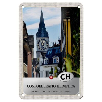 Blechschild Reise 12x18cm Confoederatio Helvetica Stadt Urlaub Schild