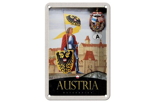 Blechschild Reise 12x18cm Österreich Ritter Burg 1889 Wappen Schild