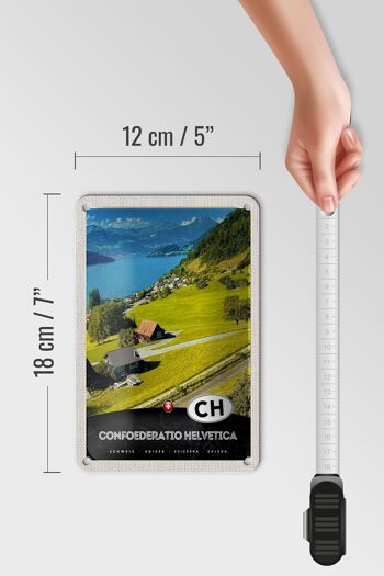 Panneau de voyage en étain, 12x18cm, Confoederatio Helvetica Willow Lake 5