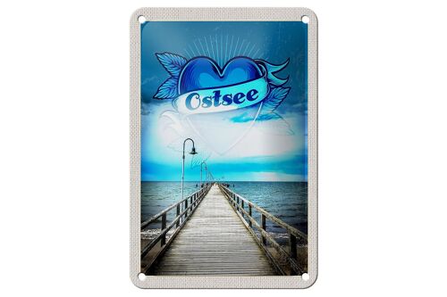 Blechschild Reise 12x18cm Ostsee Herz Deutschland Urlaub Gehweg Schild